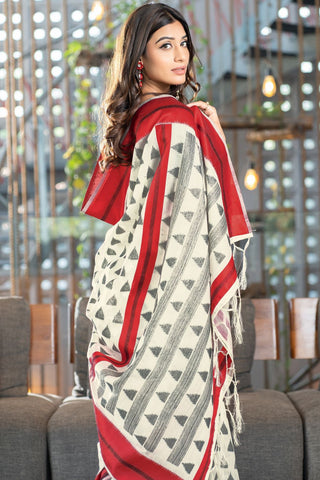 Red Soft Cotton Handloom Saree