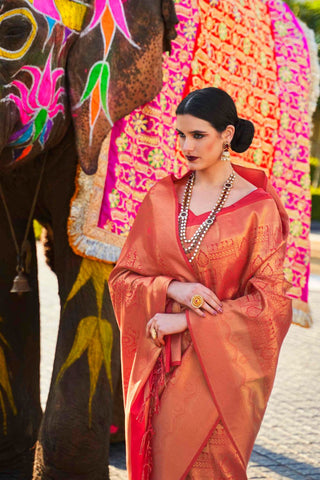 RED KANJEEVARAM HANDLOOM SILK SAREE