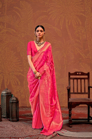 Red Handloom Weaving Silk Saree