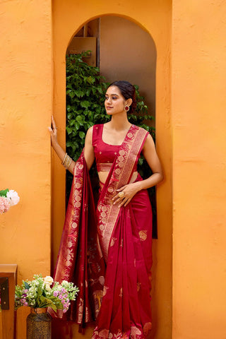 Red Dola Silk Saree
