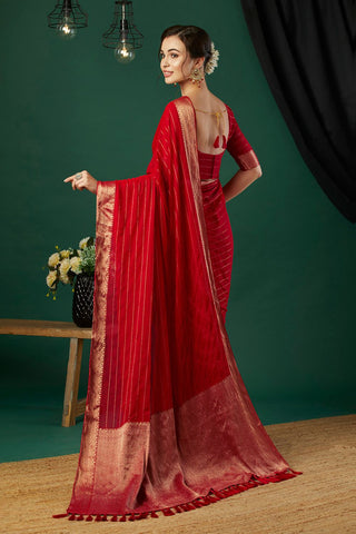 Red Chiffon Silk Saree_Kumari Sarees