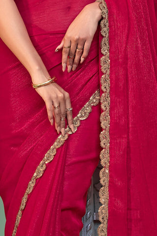 Red Georgette Silk Saree