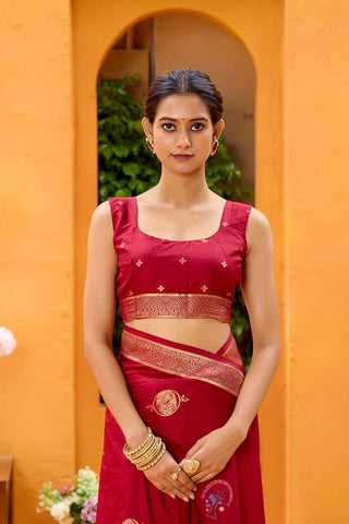 Red Dola Silk Saree