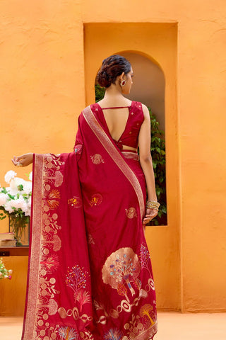 Red Dola Silk Saree