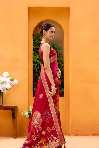 Red Dola Silk Saree