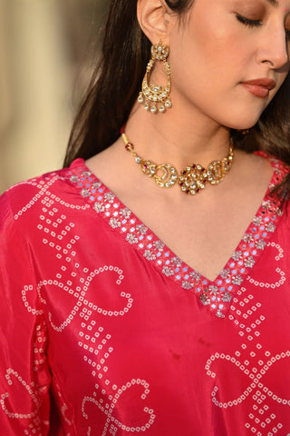 Red Soft Chinnor Silk Embroidered Kurta Set_Kumari Sarees