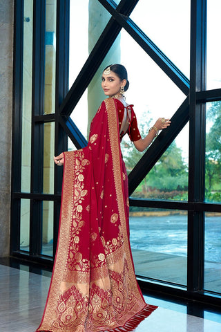 Red Crepe Georgette Saree