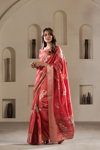 Red Soft Dola Silk Saree