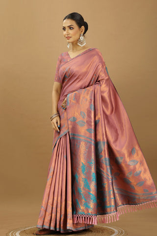 Rose Pink Banarasi Silk Saree_Kumari Sarees