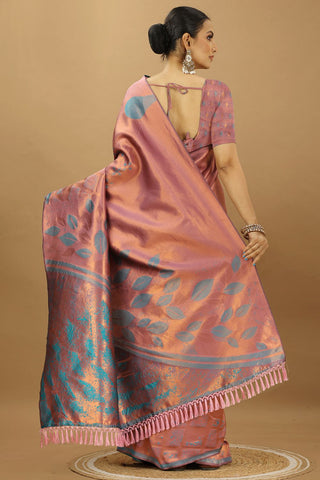 Rose Pink Banarasi Silk Saree_Kumari Sarees