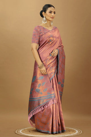 Rose Pink Banarasi Silk Saree_Kumari Sarees
