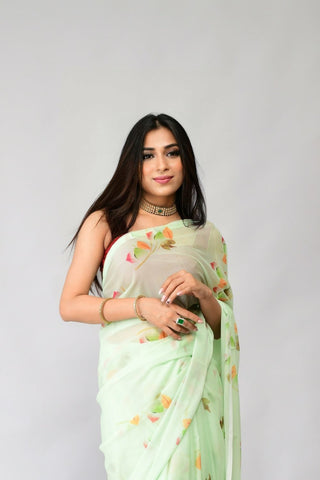 SEA GREEN GEORGETTE SAREE