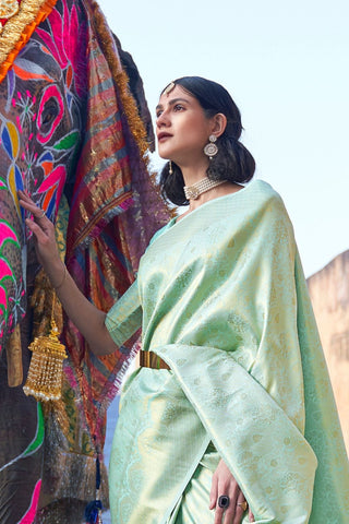 SEA GREEN KANJEEVARAM HANDLOOM SILK SAREE 