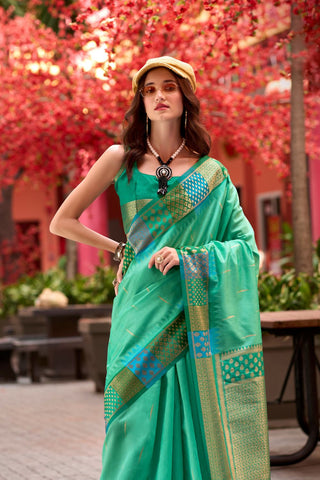 SEA GREEN PURE BANARASI SILK SAREE