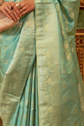 SEA GREEN KANJEEVARAM HANDLOOM SILK SAREE