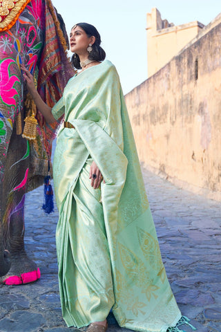 SEA GREEN KANJEEVARAM HANDLOOM SILK SAREE 