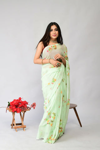 SEA GREEN GEORGETTE SAREE