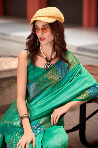 SEA GREEN PURE BANARASI SILK SAREE