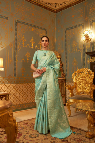 SEA GREEN KANJEEVARAM HANDLOOM SILK SAREE