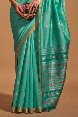 SKY BLUE HANDLOOM WEAVING SAREE