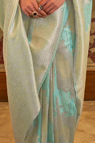 SKY BLUE MODAL SEQUINS VALUE ADDED SILK SAREE