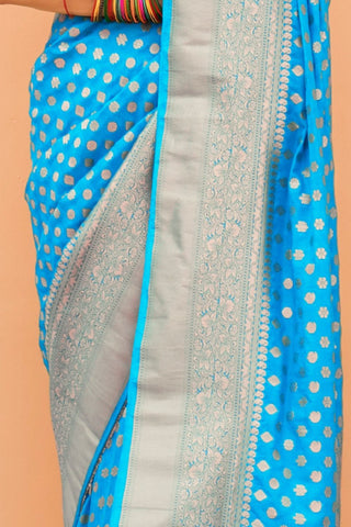 SKY BLUE NYLON HADNLOOM WEAVING SAREES