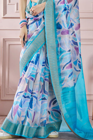 Sky Blue Soft Zari Based Modal Silk Saree