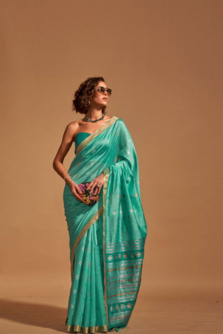 SKY BLUE HANDLOOM WEAVING SAREE