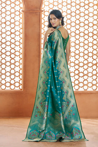 Teal Blue Pure Soft Banarasi Silk Saree