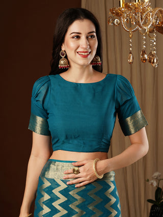 Teal Blue Georgette Silk Saree_Kumari Sarees