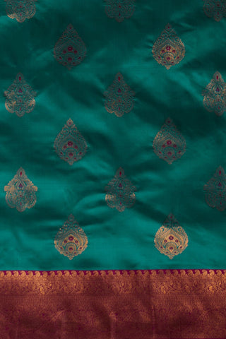 Teal Blue Banarasi Silk Saree_Kumari Sarees