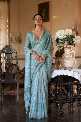 Teal Blue Banarasi Patola Silk Saree