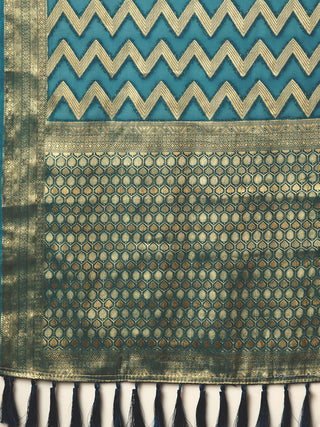 Teal Blue Georgette Silk Saree_Kumari Sarees