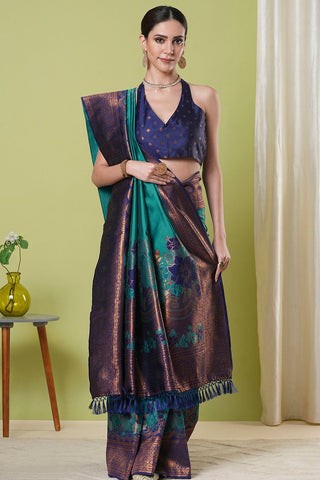 Teal Green Banarasi Silk Saree_Kumari Sarees