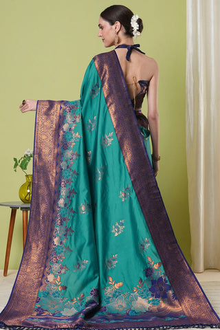 Teal Green Banarasi Silk Saree