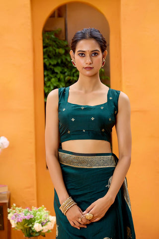 Teal Green Dola Silk Saree