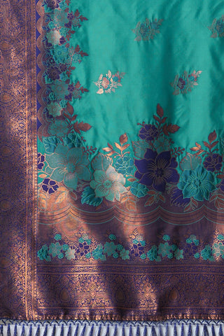 Teal Green Banarasi Silk Saree_Kumari Sarees