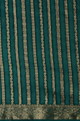 Teal Green Pure Georgette with Gold Zari Work_Kumari Sarees