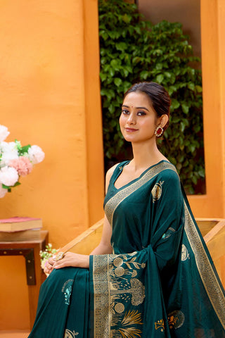 Teal Green Dola Silk Saree