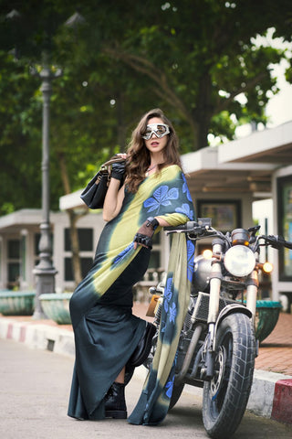 TEAL GREEN SATIN SILK SAREE