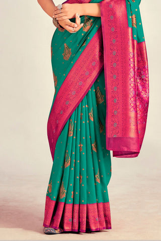 TEAL GREEN SOFT SILK SAREE