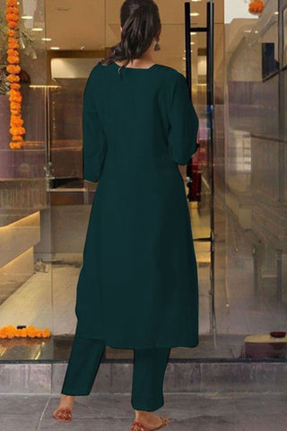 Teal Green Georgette Weightless Digital Printed Kurta Pant With Dupatta_Kumari Sarees