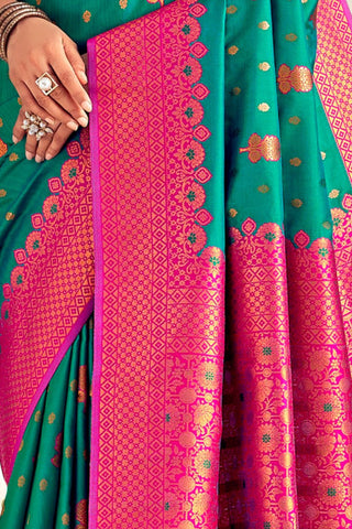 Teal Green Soft Silk Saree