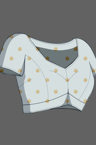 Turquoise Blue Nylon Satin Weaving Jacquard Saree_Kumari Sarees