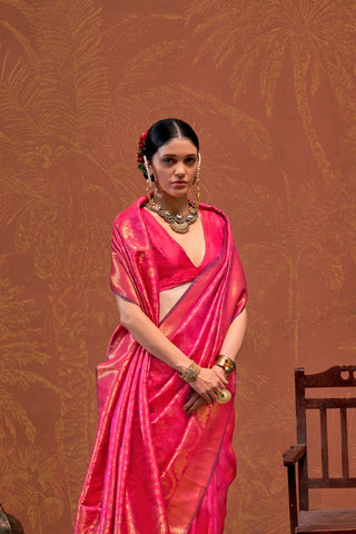 Red Handloom Weaving Silk Saree