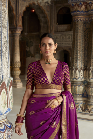 Purple Satin Silk Saree