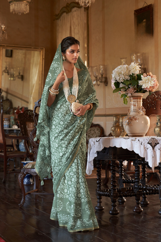 Green Banarasi Patola Silk Saree