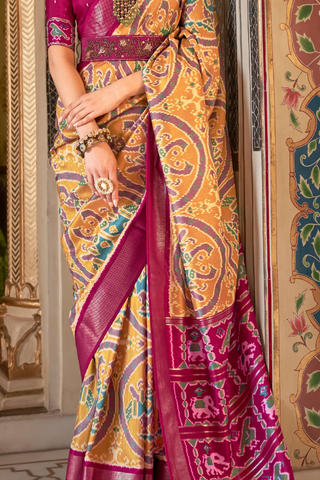 Yellow Banarasi Patola Silk Saree