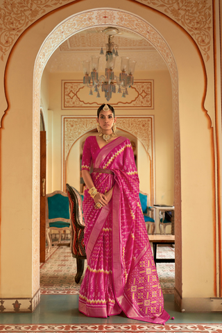 Pink Banarasi Patola Silk Saree