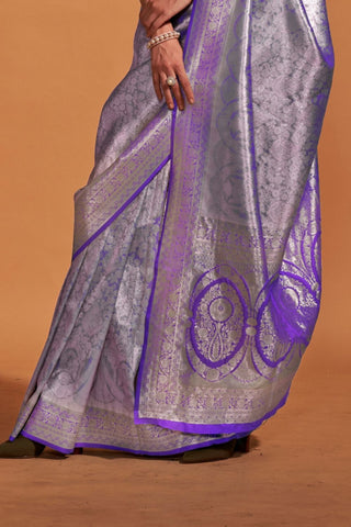 VIOLET HANDWOVEN KANJIVARAM SILK SAREE